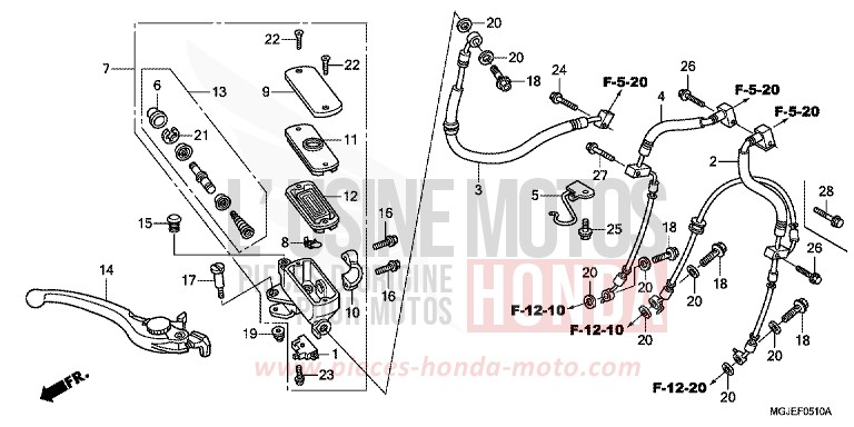 FR.BRAKE MASTER CYLINDER (CBF1000FA/FT/FS) de CBF1000F ABS PEARL SIENA RED (R320) 2012